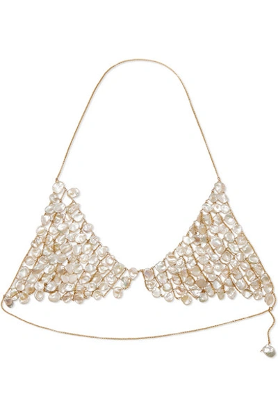 Alighieri Gold-plated Pearl Triangle Bra In White