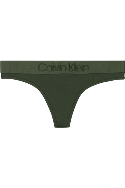 Calvin Klein Underwear Stretch jersey Thong In Dark Green ModeSens