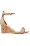 ALEXANDRE BIRMAN CLARITA BOW-EMBELLISHED LEATHER WEDGE SANDALS