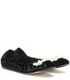 Simone Rocha Pearl-embellished Velvet Ballet Flats In Black