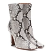 VETEMENTS BOOMERANG SNAKE-EFFECT LEATHER ANKLE BOOTS,P00404986