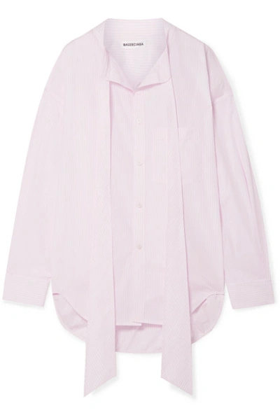 Balenciaga New Swing Oversized Striped Cotton-poplin Shirt In Pink