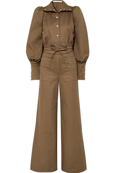 Anna Mason Jane Cotton-twill Jumpsuit In Army Green