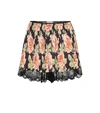 RABANNE Floral lace-trimmed plissé shorts,P00390539