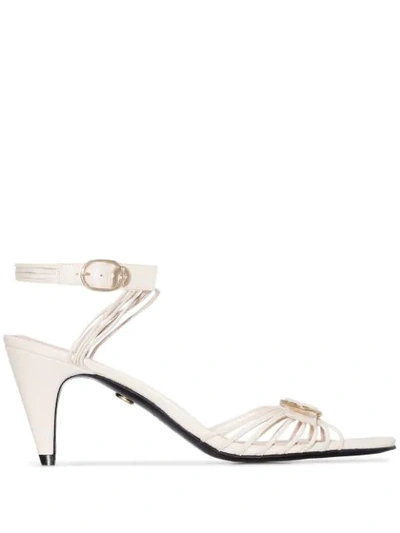 Charles Jourdan White 70 Marilyn Leather Sandals - 白色 In White