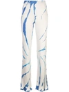 THE ELDER STATESMAN CYCLONE DYED SILK FLARED TROUSERS