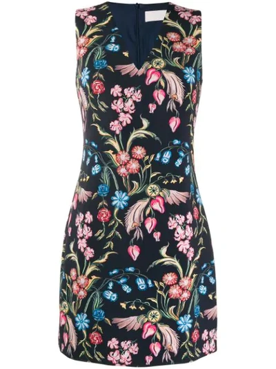 Peter Pilotto Floral Print Cady Mini Dress In Blue