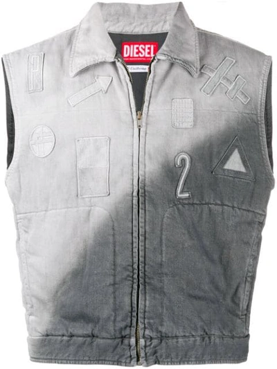 Diesel Red Tag Gradient Embroidered Patch Vest In Grey
