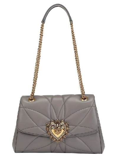 Dolce & Gabbana Heart Applique Shoulder Bag In Lead