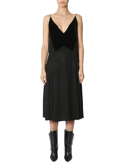 Givenchy Lace-trim Pleated Midi Dress In Black