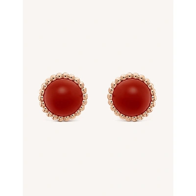 Van Cleef & Arpels Perlée Couleurs Rose-gold And Carnelian Stud Earrings