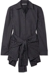 ALEXANDER WANG LAYERED TIE-FRONT CHECKED POPLIN SHIRT