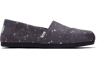 Toms Grey Micro Fiber Foil Stars Women's Classics Ft. Ortholite Slip-on Shoes In Forged Iron