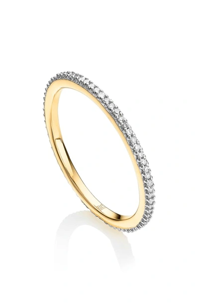 Monica Vinader Gold Plated Vermeil Silver Skinny Diamond Eternity Ring In Gold/ Diamond