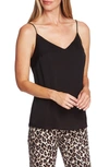 Vince Camuto Lace Up Back Rumpled Satin Camisole In Rich Black