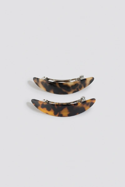 Na-kd Double Pack Resin Hair Clips - Brown In Tortoise