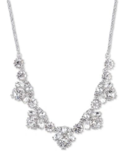 Marchesa Crystal Cluster Collar Necklace, 16" + 3" Extender In Silver