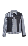 Jw Anderson Gingham Patchwork Denim Jacket In Blue