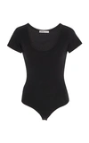 Agolde Ribbed Stretch-jersey Thong Bodysuit In Black