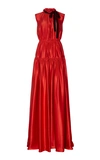 ROKSANDA GIONA TIE-DETAILED TIERED SILK-SATIN GOWN,765358