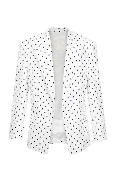 Balmain Large Polka Dots Silk Jacket In Black/white