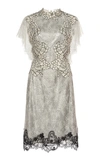 COSTARELLOS SEQUIN-EMBELLISHED CHANTILLY LACE DRESS,765760