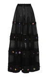 COSTARELLOS EMBELLISHED TULLE MAXI SKIRT,PS20 16 SKIRT