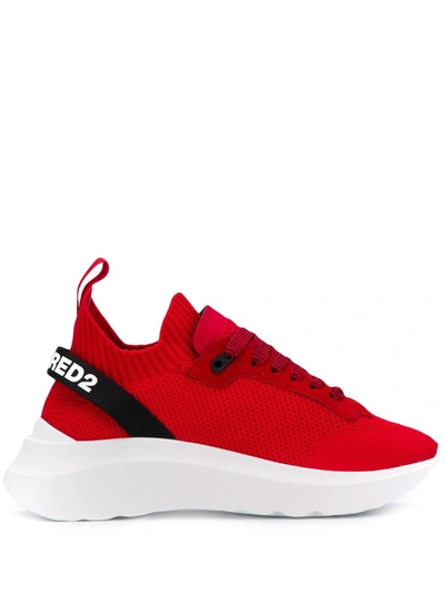Dsquared2 拼色运动鞋 - 红色 In Red White