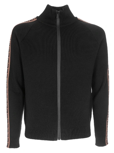 Fendi Ff Stripes Knit Sweater In Black