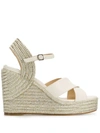Jimmy Choo Heel Wedge Sandals Cross Straps In Neutrals