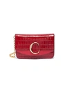 CHLOÉ 'Chloé C' suede panel croc embossed leather clutch
