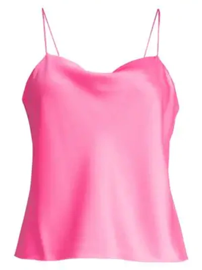 Alice And Olivia Harmon Neon Drapey Slip Tank Top In Neon Pink