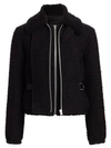 HELMUT LANG Tweed Virgin Wool-Blend & Shearling Collar Bomber Jacket
