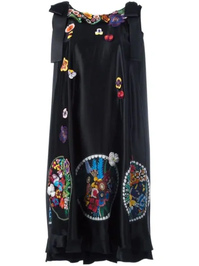 Fendi Floral Embroidered Dress - Black