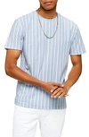 Topman Frank Stripe Pique T-shirt In Blue Multi