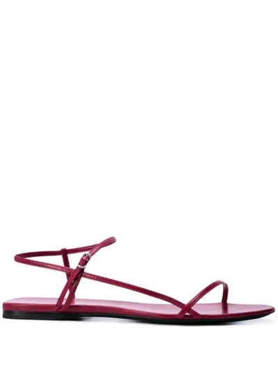 The Row Bare Flat Strappy Sandals In Red