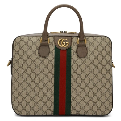 Gucci Gg Supreme Monogram Briefcase In 8340 Beige