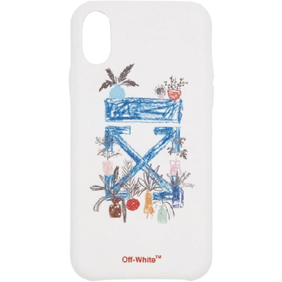 Off-white Hand Drawn Effect Iphone Xs Max Case In White Blue