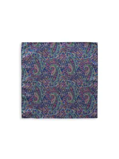 Eton Paisley Print Silk Pocket Square In Purple