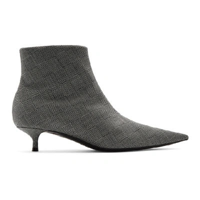 Balenciaga Knife Checked Wool Ankle Boots In Grey