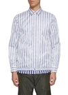 SACAI Drawstring hem stripe layered panel nylon shirt jacket