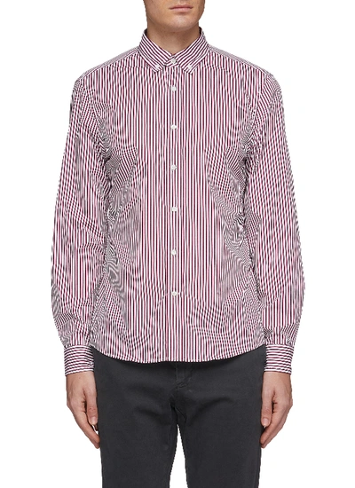 Brunello Cucinelli Stripe Shirt In Berry Red