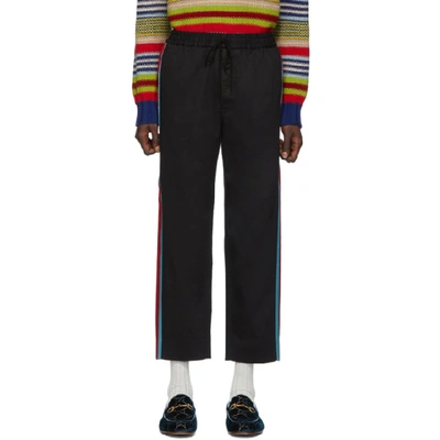 Gucci Men's Side-stripe Cotton Twill Drawstring Trousers In 1043 Black