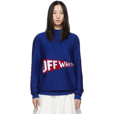 Off-white Stretch Wool Blend Sweater In Blue