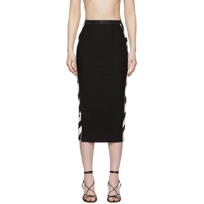 Off-white Diagonal Stripe Athletic Midi Skirt In Black