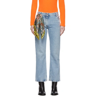 Off-white Washed-out Jeans With Foulard Belt In Blue