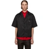 Prada Triangle Logo-plaque Leather Shirt In Black