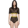 OFF-WHITE OFF-WHITE BLACK LACE INDUSTRIAL CROP LINGERIE SET