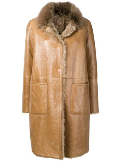 Manzoni 24 Shearling Lined Coat In Brown