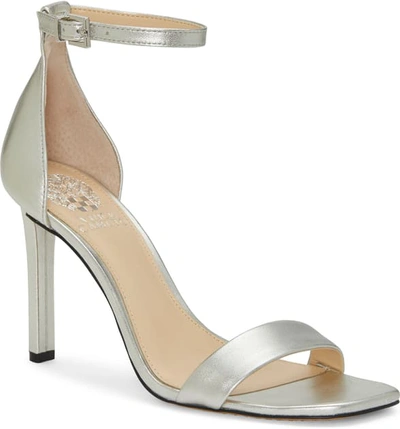 Vince Camuto Lauralie Ankle Strap Sandal In Silver Graphite Leather